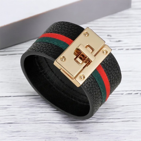 LEATHER CUFF WITH STRIPES - Picture 2 of 6